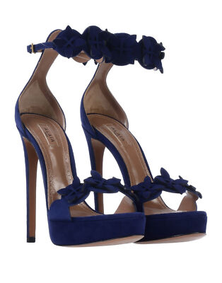 Alaïa Ankle Strap Sandal - Blue Jeans | Editorialist Alaia blue ankle strap sandals main image 1