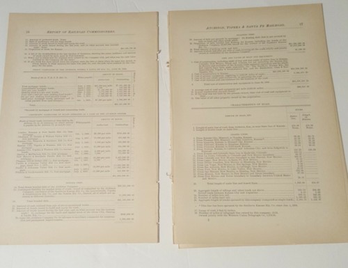1884 KANSAS 15 pg RR report & accident list ATCHISON TOPEKA & SANTE FE RAILROAD - Picture 3 of 11