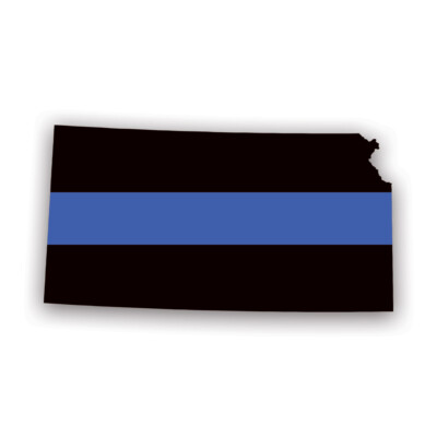 Kansas Shaped The Thin Blue Line Sticker Decal - Weatherproof - support ks v2