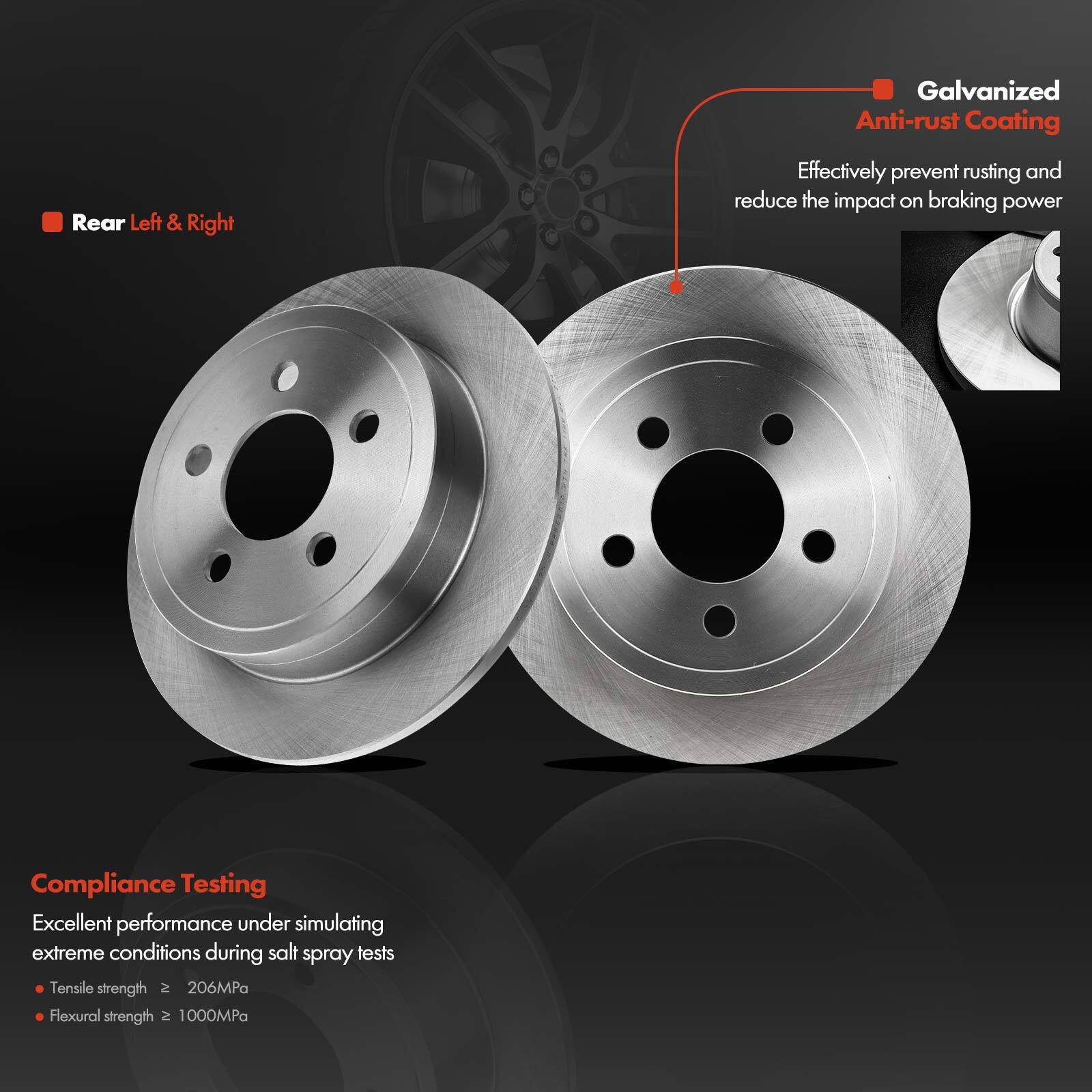 Rear Disc Rotor & Ceramic Pads + Calipers for Jeep Liberty 0307