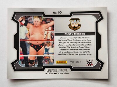 2024 Panini Prizm WWE #10 Dusty Rhodes Red Pulsar Prizm /399