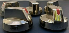 DG64-00473A Top Burner Control Dial Knob Range Oven Replacement Chrome Set Of 5
