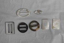 4 Belt / Scarf / Ribbon Choker Slide Buckles MOP or Abalone  3 misc. pieces