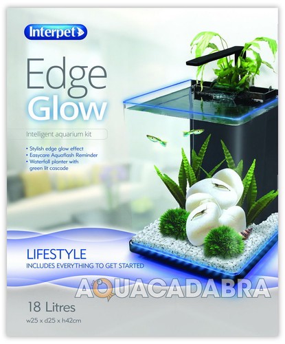INTERPET EDGE GLOW 18L AQUARIUM AUTO LED LIGHTING WATERFALL PLANTER ...