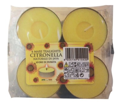 Preise Maxi große Citronella Teelichter Kerzen Duftteelichter Packung 4