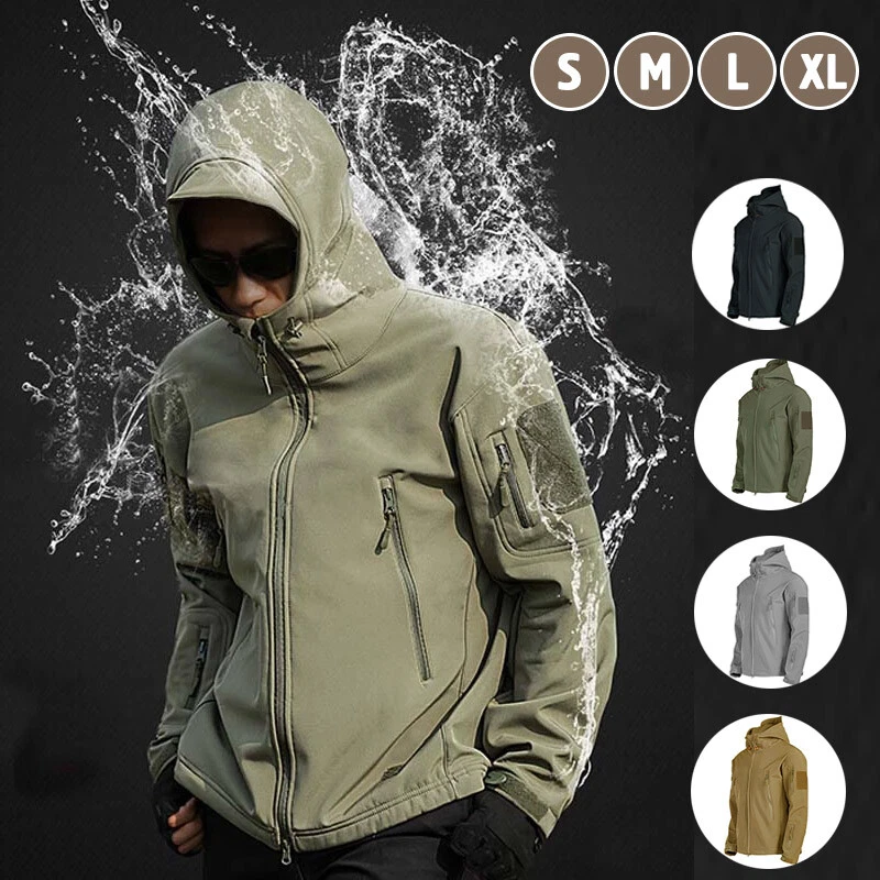 Men's Waterproof Military Jacket Hooded Soft Shell Tactical Hooded