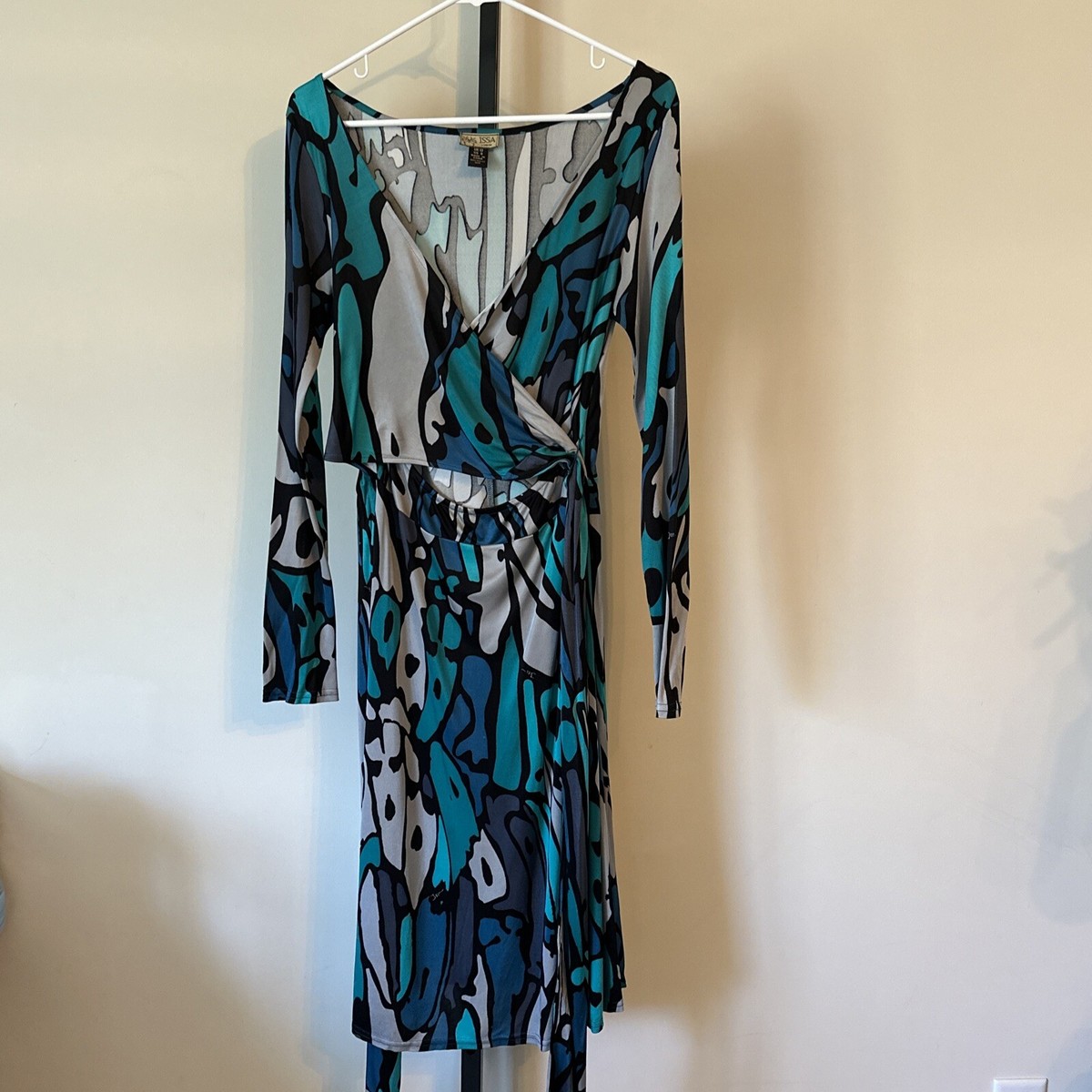 Issa London Silk Jersey Wrap Dress Size UK 10 US 6 Multicolored Left Side  Zipper