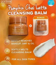 pūrlisse Pumpkin Chai Latte Cleansing Balm 3.4 Oz + Bonus Travel Size 0.4 Oz Jar