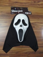 Fun World Scream 4 Plastic Ghost Face Mask w/ Black Cowl - Scre4m