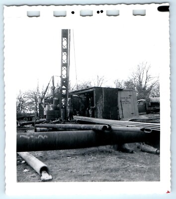 SNAPSHOT PHOTOGRAPH 1950s Meier Drilling Co Oil Rig Pipe #1