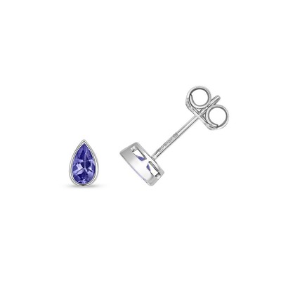 Tanzanite Rubover Boucles D'Oreilles or Blanc