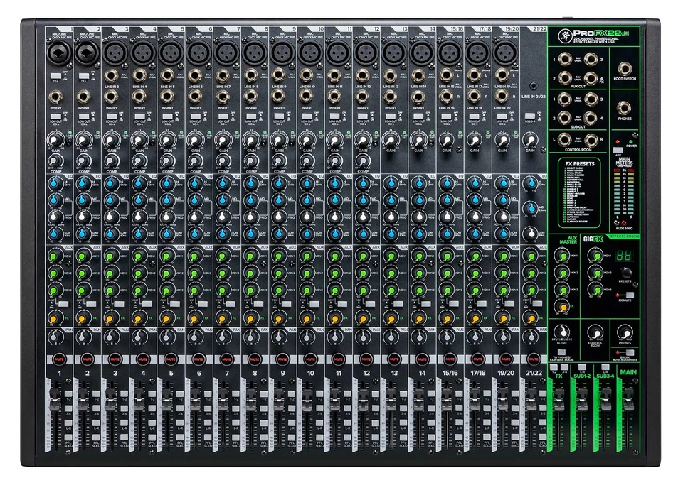 Mackie ProFX22v3 22-Channel 4-Bus Effects Mixer w/USB+Wireless Mics ProFX22 v3 - Image 2 of 4