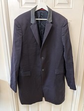 Hugo Boss Long Jacket Coat Mac Leather Collar  UK52