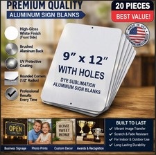 20 Pieces PARKING SIGN ALUMINUM SUBLIMATION BLANKS 9" x 12" / WITH HOLES