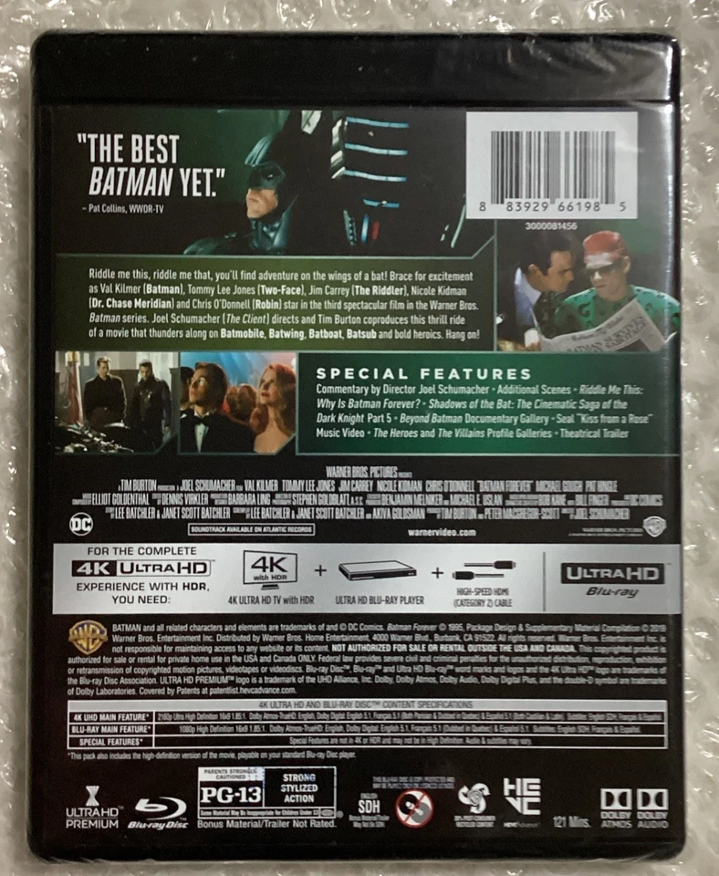 Batman Forever 4K UHD + Blu-Ray - Region Free (With Slip Cover) SEALED - Image 4 of 4