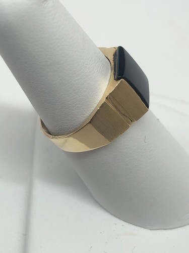 Vintage 14k Gold Herren Onyx Ring Siegelring Gr. 6 1/2 Mid Century 3,7 g - Bild 4 von 8