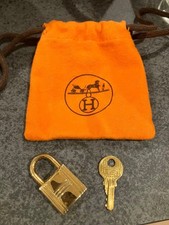 HERMES Padlock No.102 Gold Plated Authentic Handbag Charm Lock