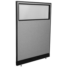 48-1/4"W x 64"H Office Partition Panel with Partial Window Raceway Gray