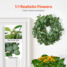 Stunning 26-Inch Green Eucalyptus Artificial Wreath - Year-Round Decor, High-Qua