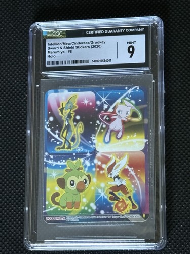 2020 Pokemon Sword & Shield Stickers Intention/Mew/Cinderace/Grookey Holo CGC 9
