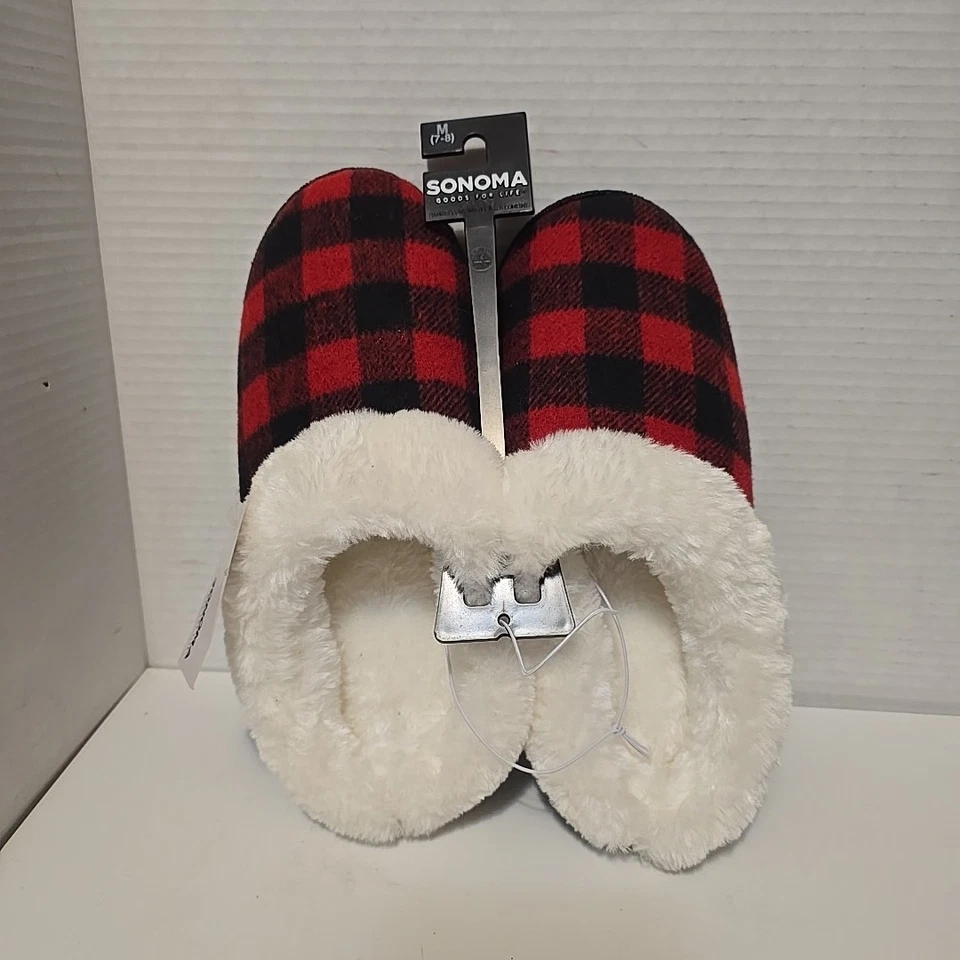 Брендовые женские тапочки SOMOMA красный черный буйвол в клетку - размер 7-8 новый с Ярлыками - Изображение 2 из 4
