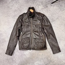 Superdry Brad Mens Genuine Leather Jacket L size