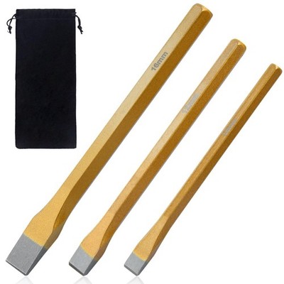 3 PCS Heavy Duty Cold Chisel Set 3/8 1/2 5/8 Inch Metal Rock Cutting Tool