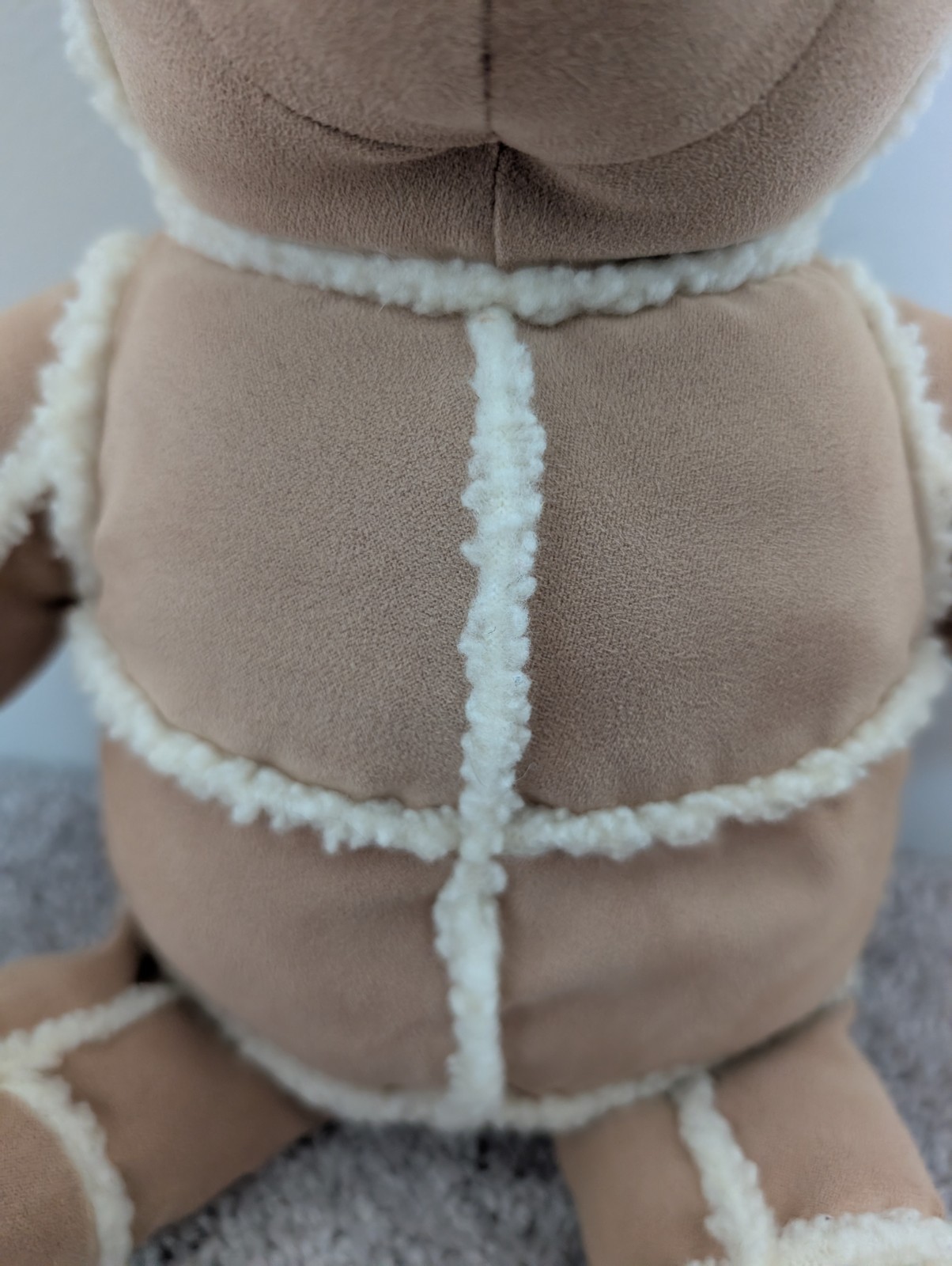 Pottery Barn Kids Patchwork Faux Suede Sherpa Fleece Teddy Bear Plush Doll