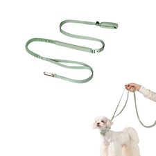 Hands Free Dog Leash Adjustable Crossbody Waist Reflective Light Olive Size S