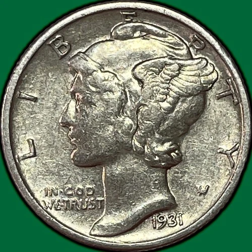 1931-S Mercury Dime Almost Uncirculated AU Coin #36637