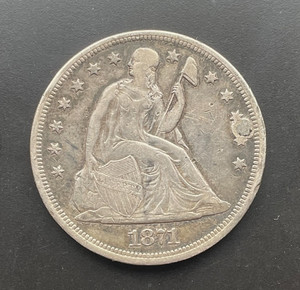 1871 Seated Liberty  Silver Dollar - Circulated/Plugged