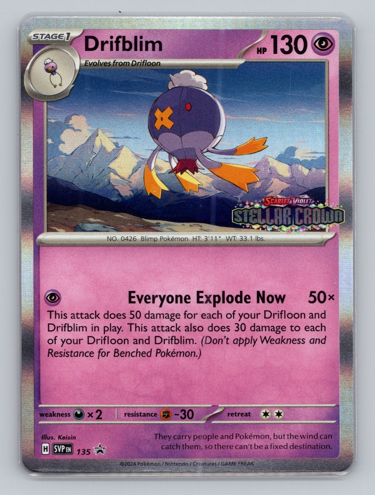 Drifblim 135 (Prerelease) Promo SV: Scarlet & Violet Promo Cards NM