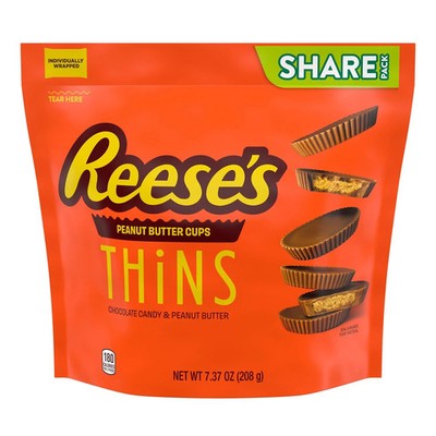 Reese's Thins Chocolate Peanut Butter Cups Candy, Share Pack 7.37 oz