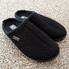 HAFLINGER AS Classic Slipper Black Alaska Wool Slippers Women's Size 40 US 9.5