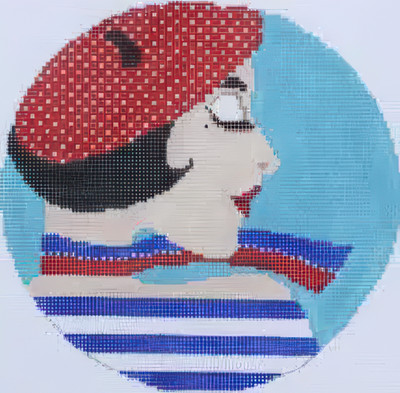 Needlepoint Handpainted CBK Parisienne Girl Canvas 6''