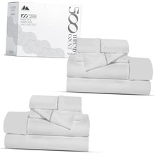 2-Pack Twin XL Sheet Sets Cotton - 500 Thread Count 100 Twin XL 2-Pack Silver
