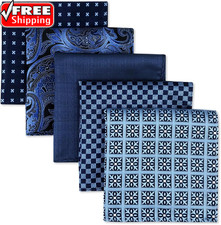 SHLAX WING Assorted 5 Pieces Mens Silk Pocket Squares Handkerchiefs Set Lot