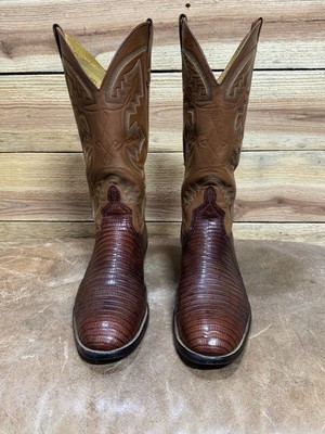 Rios of Mercedes Vintage Cowboy Boots Exotic Teju Lizard Men s size 11D
