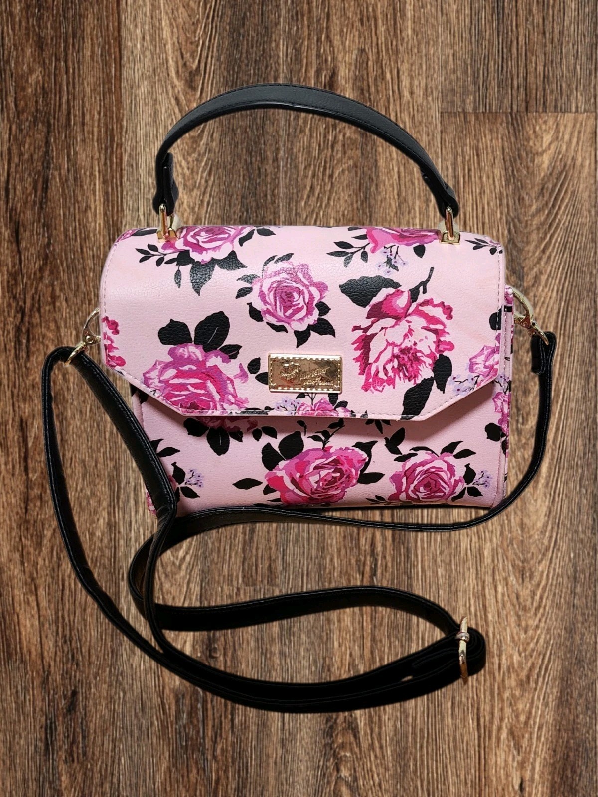 LUV BETSEY PURSE by BETSEY Johnson Pink & Roses CROSSBODY Y2K STYLE