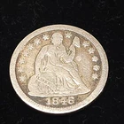 1846  Seated Liberty Half Dime / Stars / Fine /Very Fine