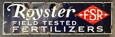 Vtg 40s 50s Royster Field Tested FSR Fertilizer SSP Porcelain Advertising Sign