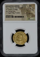 AD 582-602 Maur.Tiberius BYZANTINE EMPIRE AV Solidus NGC 60