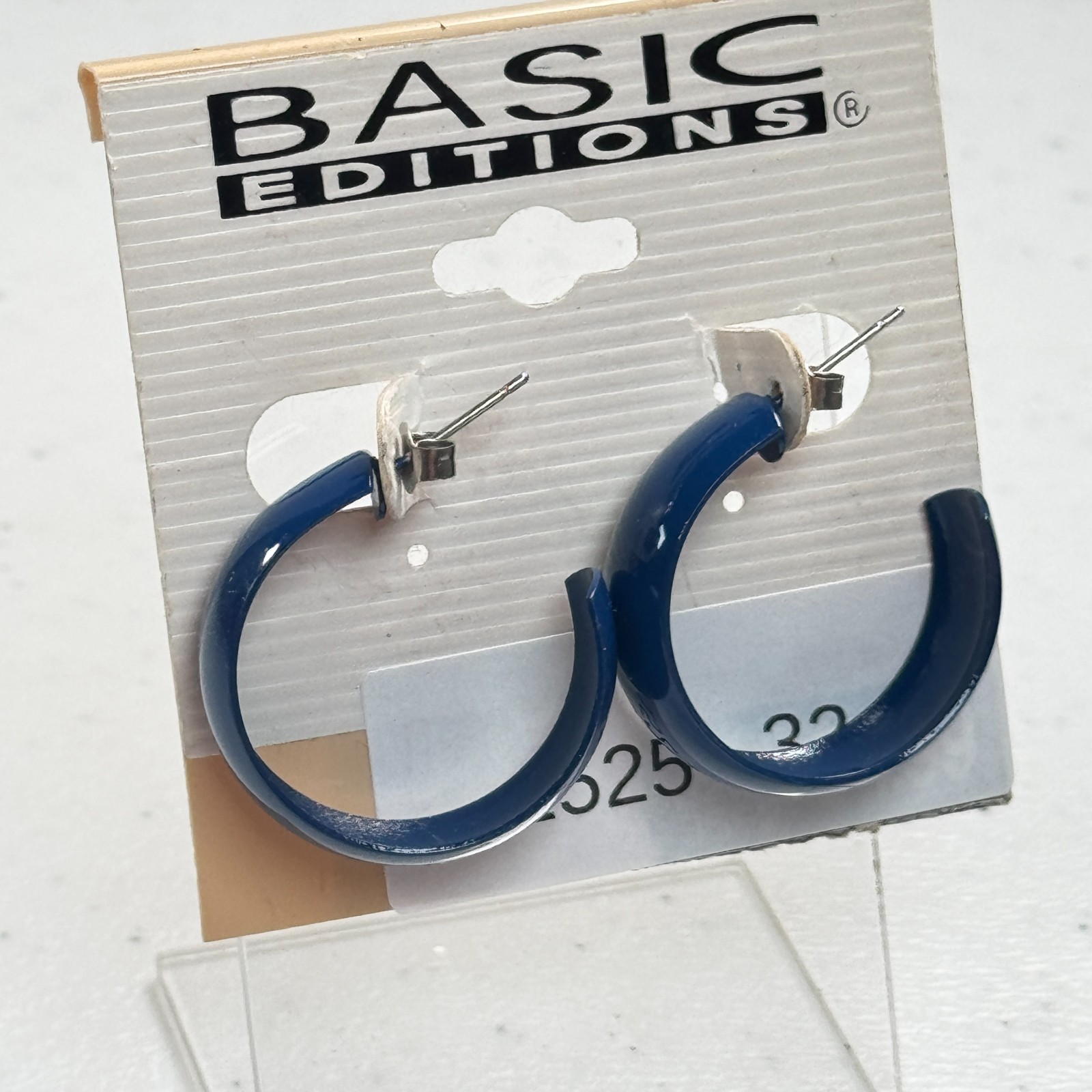 Vintage Basic Editions Pierced Earrings Navy Blue… - image 2