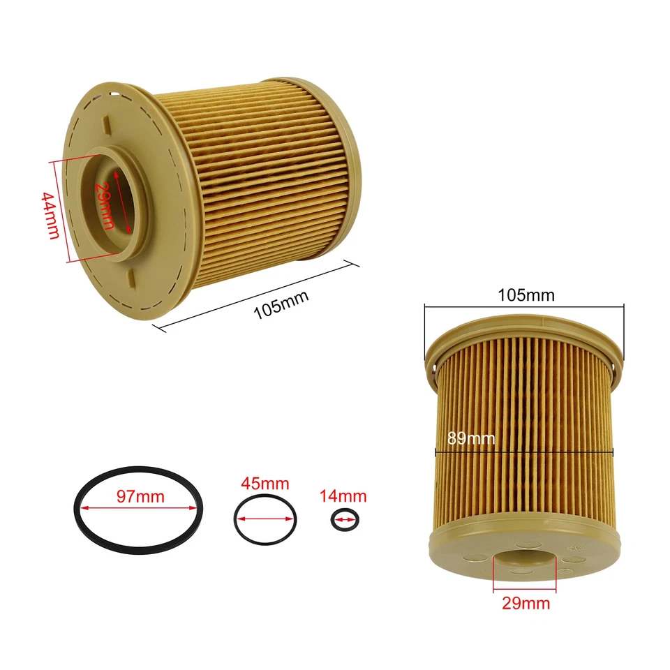3*Fuel Filter and O-Rings For 1997-1998 Dodge Ram 5.9L Cummins Diesel 2500 3500 - Image 2 of 4