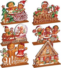 6 Pcs Christmas Gingerbread Table Decorations - Candy Colorful