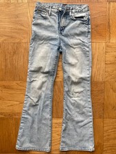 GAP Kids Girls 12 Light Wash Denim 70s Flare Jeans Distressed Look Adjustable