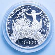 GIOVANNI PAOLO II 10000 LIRE 1997 TEMPESTA SEDATA ARGENTO SILVER COIN PROOF