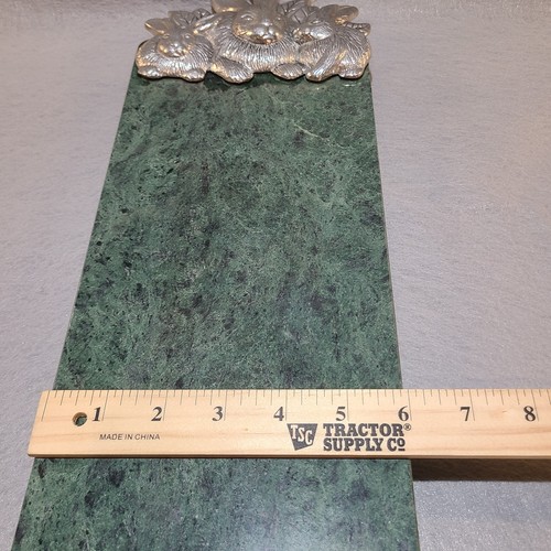 Charcuterie Board Green Marble Arthur Court Pewter Rabbit Cheese Board Vintage 1986 - Bild 3 von 7