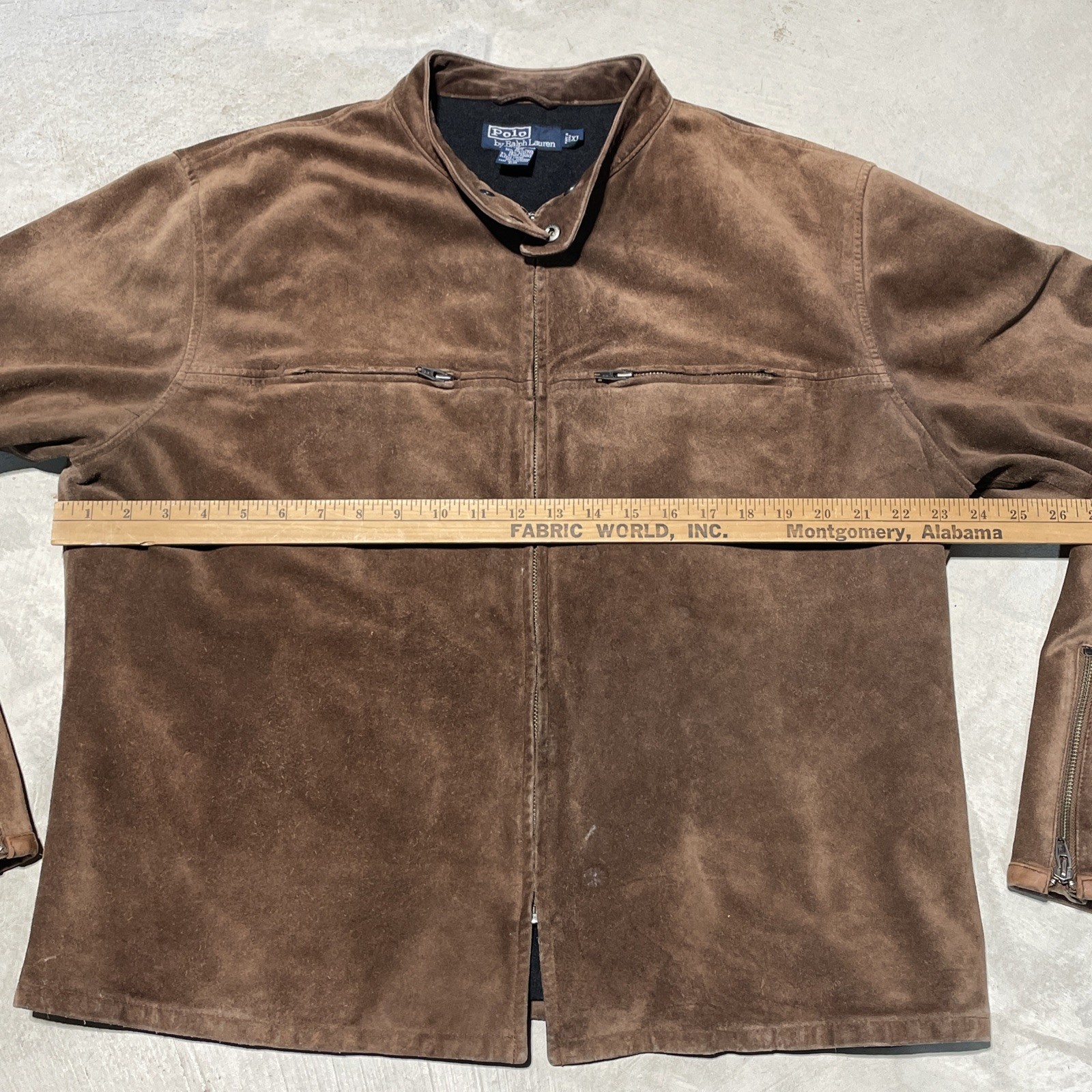 VTG Polo Ralph Lauren Men's Jacket SZ XL Brown Suede Leather Biker Coat Zippers thumbnail 5