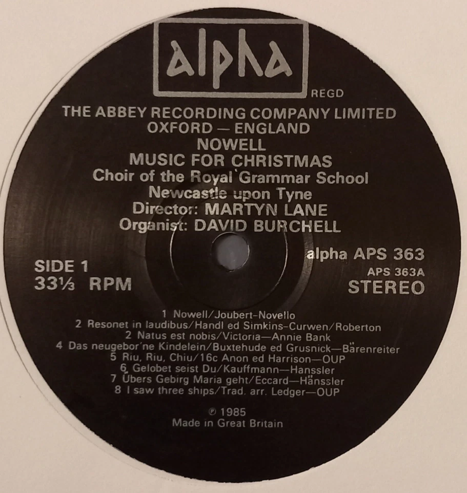 CHOIR OF ROYAL GRAMMAR SCHOOL Music for Christmas LP UK  vinyl 1985 ALPHA APS 36 - Image 3 of 4